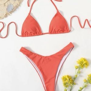 Peach Triangle Bikini NWOT